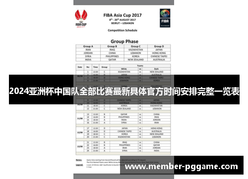 2024亚洲杯中国队全部比赛最新具体官方时间安排完整一览表